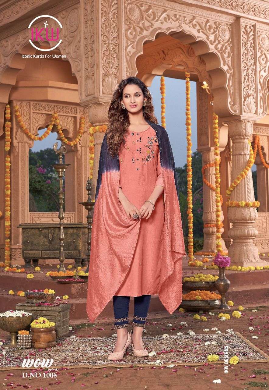 WOW VOL-3 BY IKW 1001 TO 1006 SERIES BEAUTIFUL SUITS COLORFUL STYLISH FANCY CASUAL WEAR & ETHNIC WEAR SILK DRESSES AT WHOLESALE PRICE