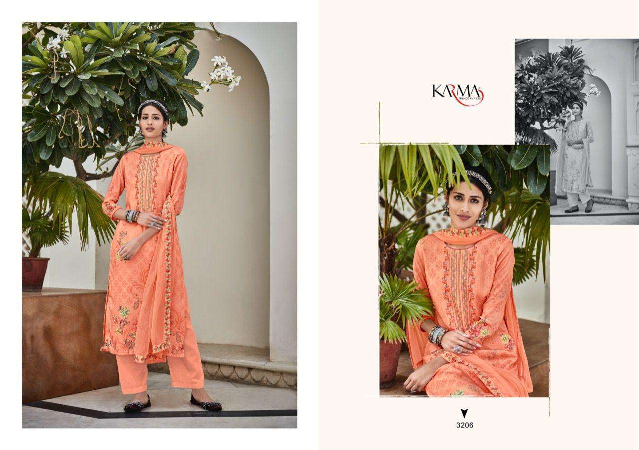 LAMHAA VOL-5 BY KARMA TRENDZ 3204 TO 3210 SERIES BEAUTIFUL COLORFUL STYLISH PRETTY PARTY WEAR CASUAL WEAR OCCASIONAL WEAR PURE JAM COTTON DIGITAL PRINT DRESSES AT WHOLESALE PRICE