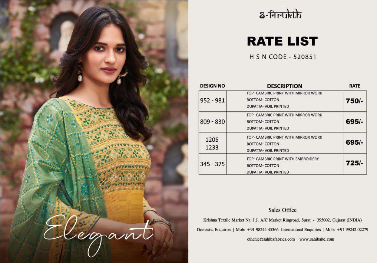 ELEGANT BY S-NIRUKTH BEAUTIFUL SUITS COLORFUL STYLISH FANCY CASUAL WEAR & ETHNIC WEAR CAMBRIC PRINT WITH WORK DRESSES AT WHOLESALE PRICE