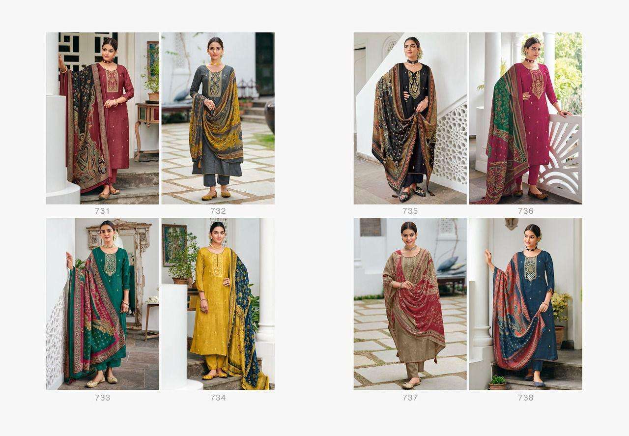MAKTUB BY REYNA 731 TO 738 SERIES BEAUTIFUL SUITS COLORFUL STYLISH FANCY CASUAL WEAR & ETHNIC WEAR PURE BEMBERG SILK DRESSES AT WHOLESALE PRICE