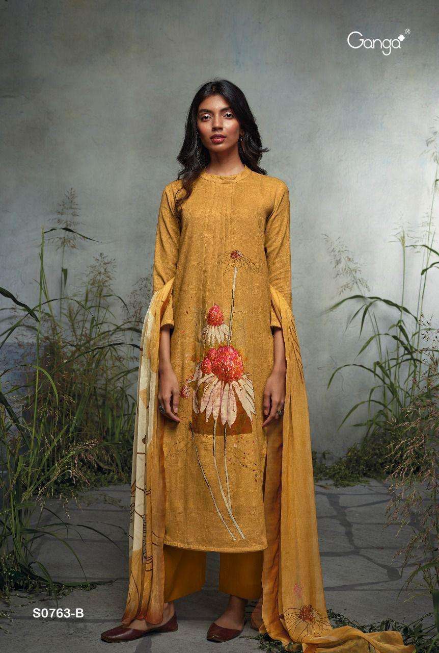NILSA-763 BY GANGA FASHION 763-A TO 763-D SERIES BEAUTIFUL SUITS COLORFUL STYLISH FANCY CASUAL WEAR & ETHNIC WEAR PREMIUM COTTON LINEN DRESSES AT WHOLESALE PRICE