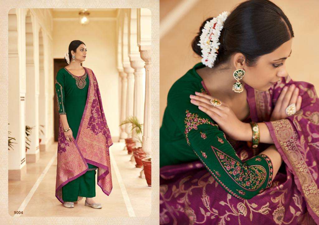 AMBER BY SHIVANSH CREATION 9001 TO 9006 SERIES BEAUTIFUL SUITS COLORFUL STYLISH FANCY CASUAL WEAR & ETHNIC WEAR PURE SILK DRESSES AT WHOLESALE PRICE