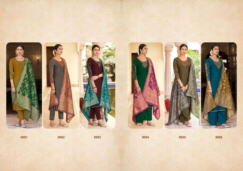 AMBER BY SHIVANSH CREATION 9001 TO 9006 SERIES BEAUTIFUL SUITS COLORFUL STYLISH FANCY CASUAL WEAR & ETHNIC WEAR PURE SILK DRESSES AT WHOLESALE PRICE