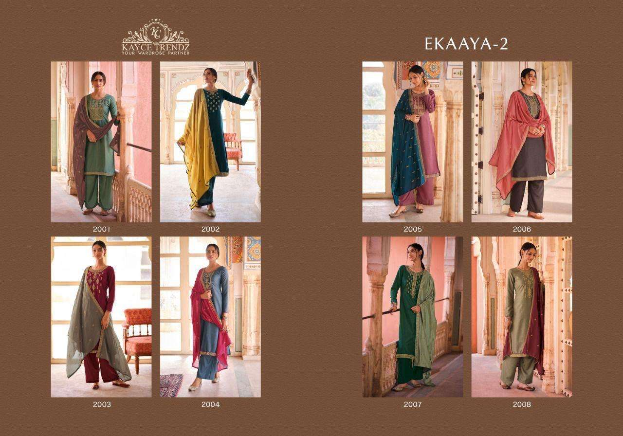 EKAAYA VOL-2 BY KC 2001 TO 2008 SERIES BEAUTIFUL SUITS COLORFUL STYLISH FANCY CASUAL WEAR & ETHNIC WEAR SILK WITH WORK DRESSES AT WHOLESALE PRICE