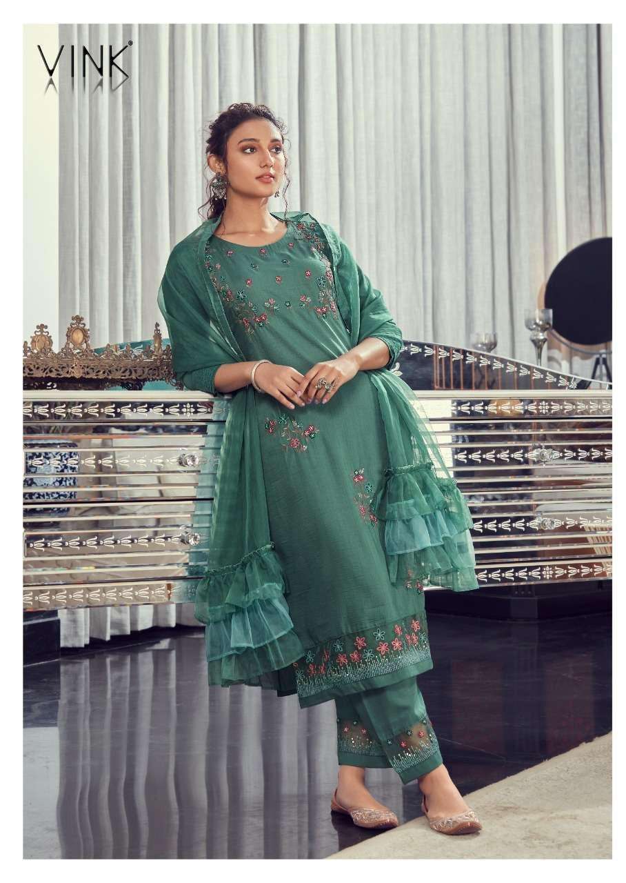 RUFFLES VOL-2 BY VINK 1461 TO 1466 SERIES BEAUTIFUL SUITS COLORFUL STYLISH FANCY CASUAL WEAR & ETHNIC WEAR SILK DRESSES AT WHOLESALE PRICE