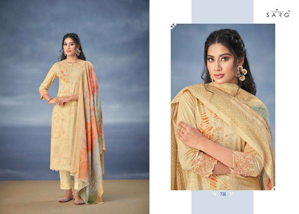 NISHKA BY SARG BEAUTIFUL SUITS COLORFUL STYLISH FANCY CASUAL WEAR & ETHNIC WEAR PURE COTTON PRINT DRESSES AT WHOLESALE PRICE