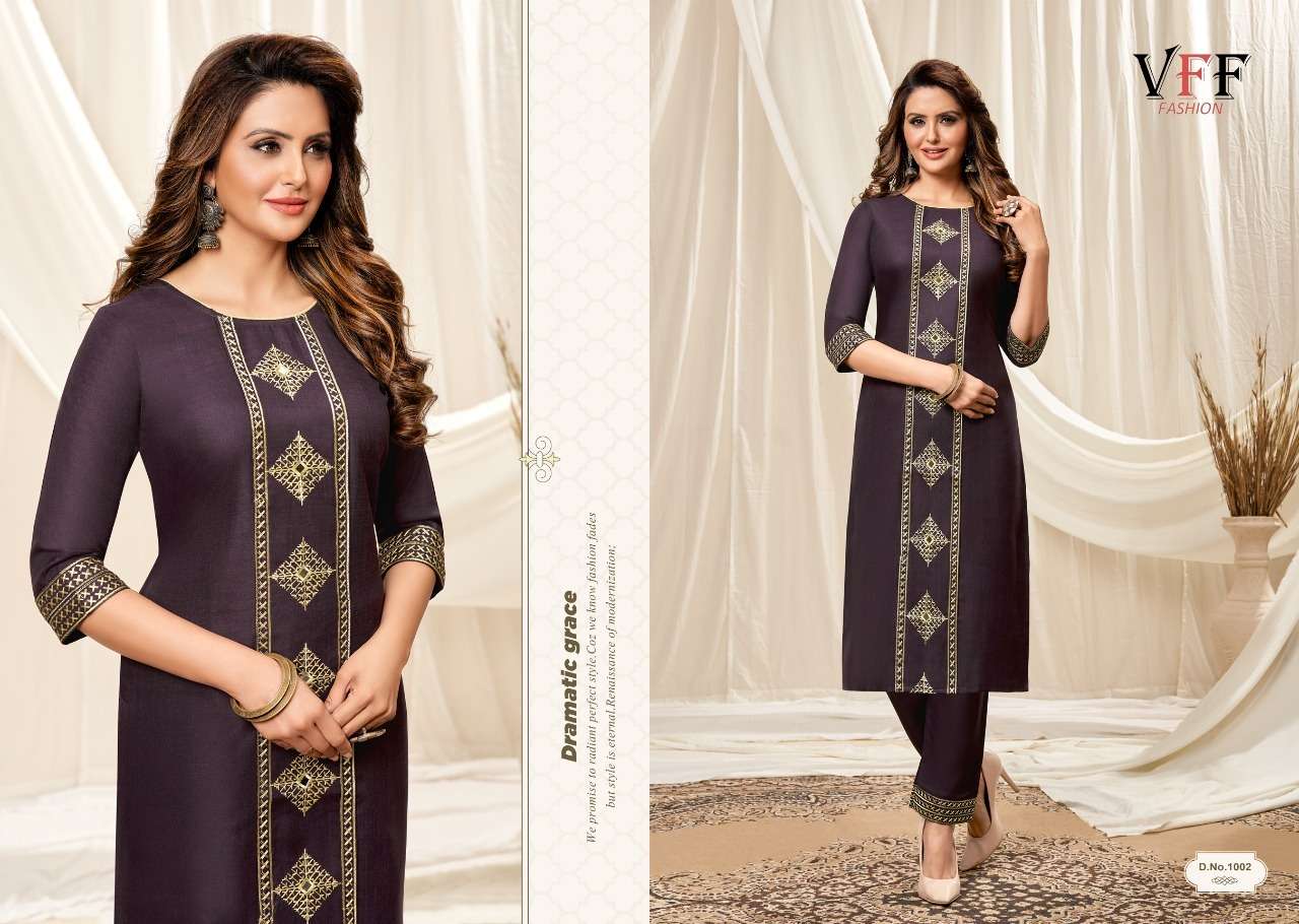 TANIYA BY VFF 1001 TO 1008 SERIES DESIGNER STYLISH FANCY COLORFUL BEAUTIFUL PARTY WEAR & ETHNIC WEAR COLLECTION COTTON EMBROIDERY KURTIS WITH BOTTOM AT WHOLESALE PRICE