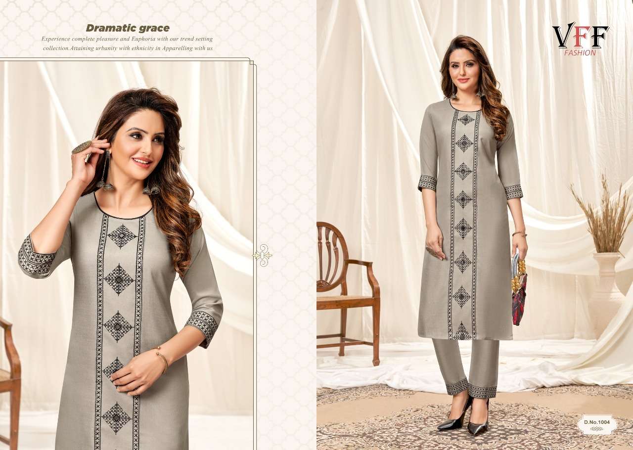 TANIYA BY VFF 1001 TO 1008 SERIES DESIGNER STYLISH FANCY COLORFUL BEAUTIFUL PARTY WEAR & ETHNIC WEAR COLLECTION COTTON EMBROIDERY KURTIS WITH BOTTOM AT WHOLESALE PRICE