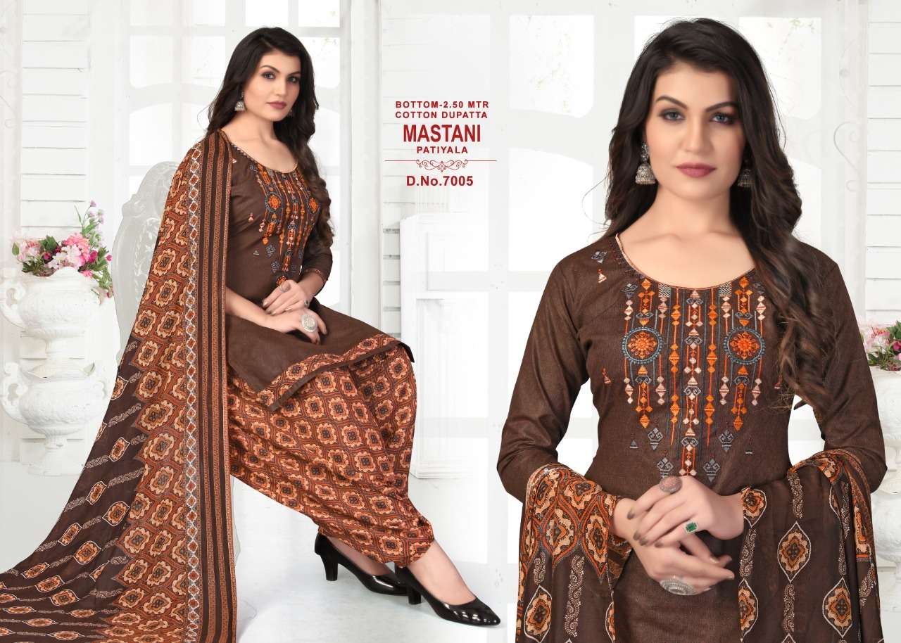 MASTANI VOL-7 BY JK COTTON CLUB 7001 TO 7012 SERIES BEAUTIFUL SUITS COLORFUL STYLISH FANCY CASUAL WEAR & ETHNIC WEAR HEAVY COTTON DRESSES AT WHOLESALE PRICE