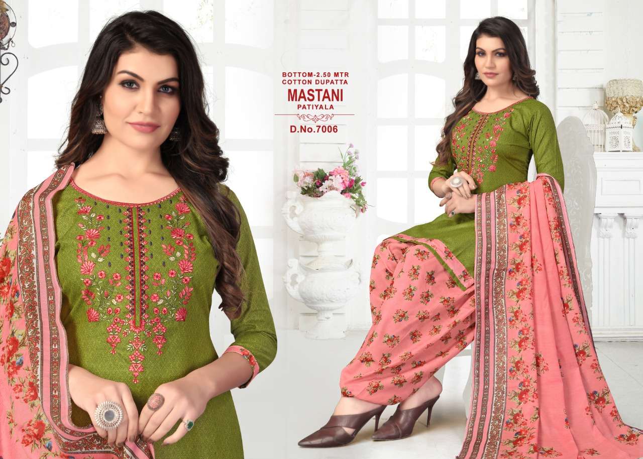 MASTANI VOL-7 BY JK COTTON CLUB 7001 TO 7012 SERIES BEAUTIFUL SUITS COLORFUL STYLISH FANCY CASUAL WEAR & ETHNIC WEAR HEAVY COTTON DRESSES AT WHOLESALE PRICE