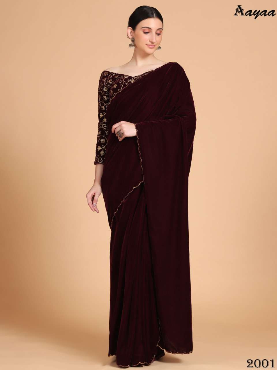 AARADHNA VOL-2 BY AAYAA 2001 TO 2004 SERIES INDIAN TRADITIONAL WEAR COLLECTION BEAUTIFUL STYLISH FANCY COLORFUL PARTY WEAR & OCCASIONAL WEAR VELVET SAREES AT WHOLESALE PRICE