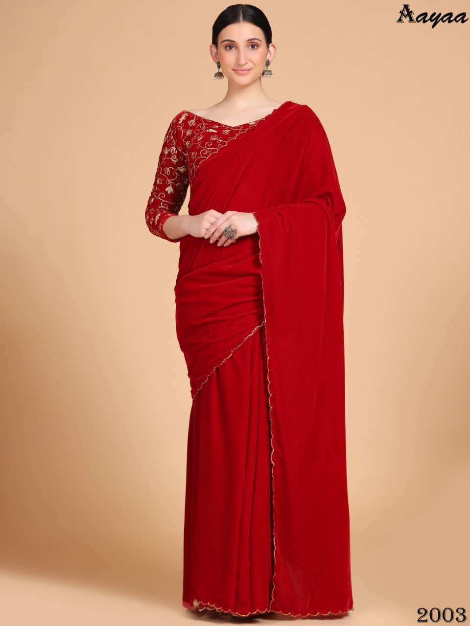 AARADHNA VOL-2 BY AAYAA 2001 TO 2004 SERIES INDIAN TRADITIONAL WEAR COLLECTION BEAUTIFUL STYLISH FANCY COLORFUL PARTY WEAR & OCCASIONAL WEAR VELVET SAREES AT WHOLESALE PRICE