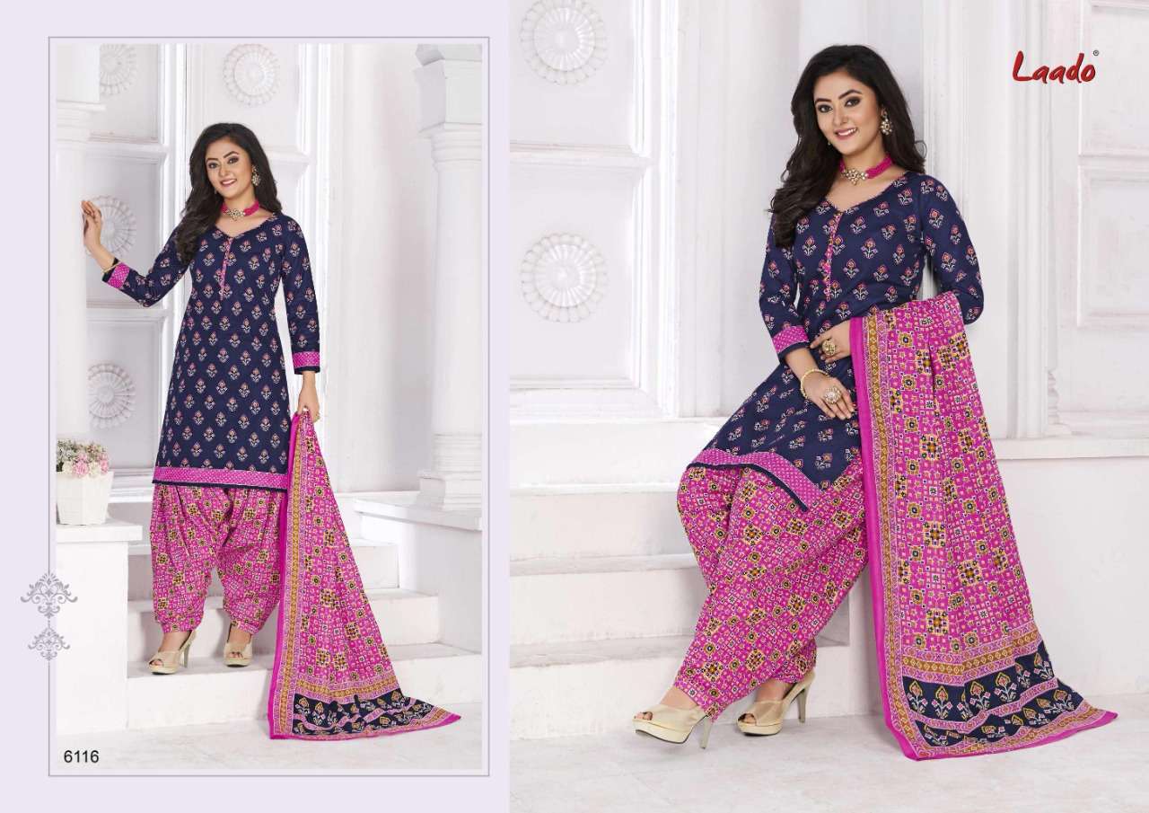 LAADO VOL-61 BY LAADO 6101 TO 6120 SERIES BEAUTIFUL SUITS STYLISH FANCY COLORFUL PARTY WEAR & OCCASIONAL WEAR PURE COTTON PRINTED DRESSES AT WHOLESALE PRICE