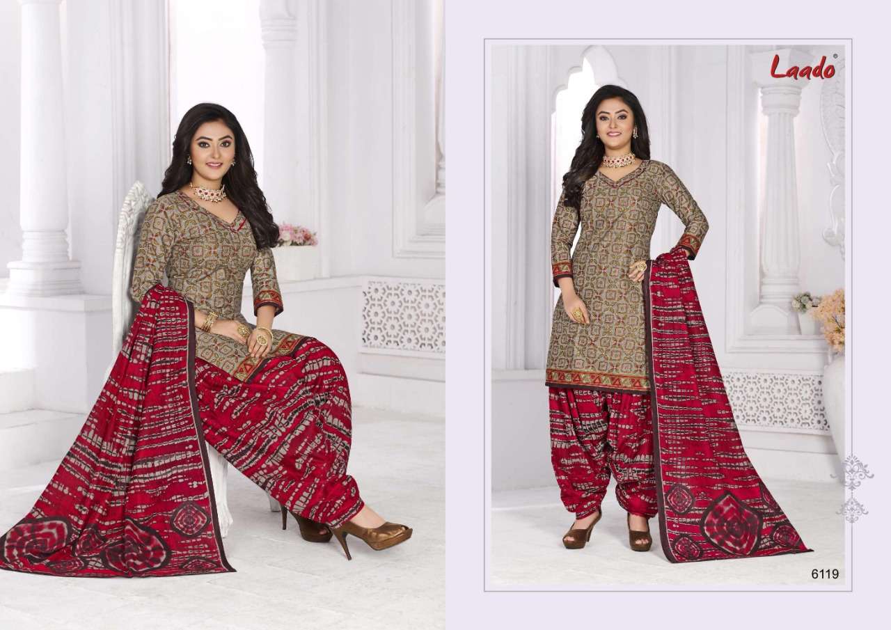 LAADO VOL-61 BY LAADO 6101 TO 6120 SERIES BEAUTIFUL SUITS STYLISH FANCY COLORFUL PARTY WEAR & OCCASIONAL WEAR PURE COTTON PRINTED DRESSES AT WHOLESALE PRICE