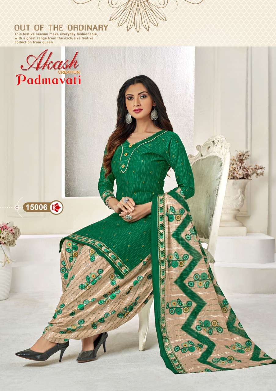PADMAVATI VOL-15 BY AKASH CREATION 1501 TO 1510 SERIES BEAUTIFUL STYLISH SUITS FANCY COLORFUL CASUAL WEAR & ETHNIC WEAR & READY TO WEAR COTTON PRINTED DRESSES AT WHOLESALE PRICE
