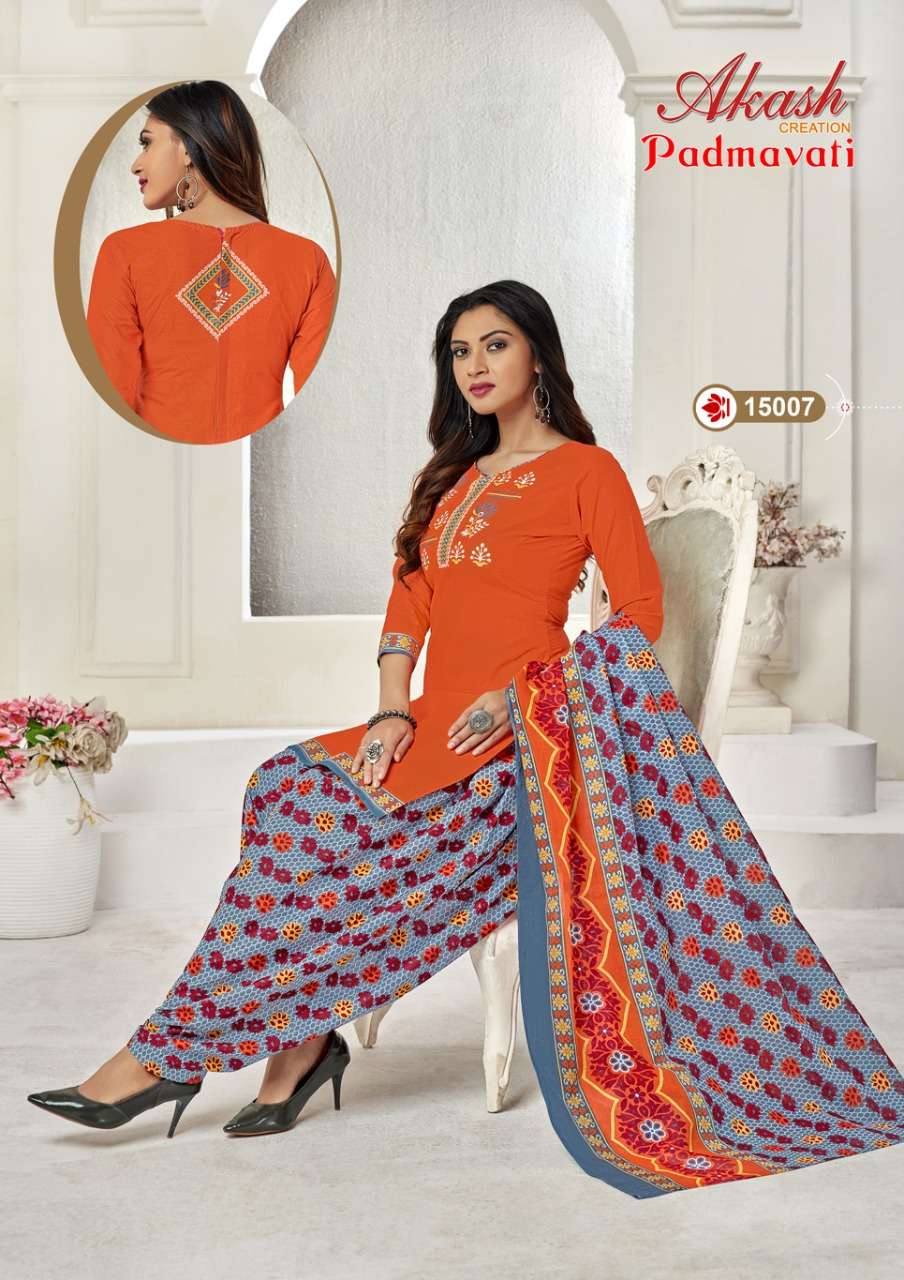 PADMAVATI VOL-15 BY AKASH CREATION 1501 TO 1510 SERIES BEAUTIFUL STYLISH SUITS FANCY COLORFUL CASUAL WEAR & ETHNIC WEAR & READY TO WEAR COTTON PRINTED DRESSES AT WHOLESALE PRICE