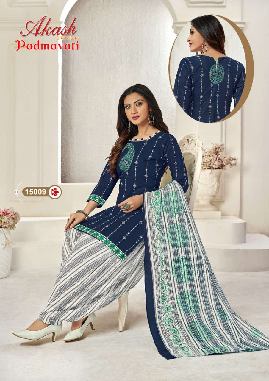 PADMAVATI VOL-15 BY AKASH CREATION 1501 TO 1510 SERIES BEAUTIFUL STYLISH SUITS FANCY COLORFUL CASUAL WEAR & ETHNIC WEAR & READY TO WEAR COTTON PRINTED DRESSES AT WHOLESALE PRICE