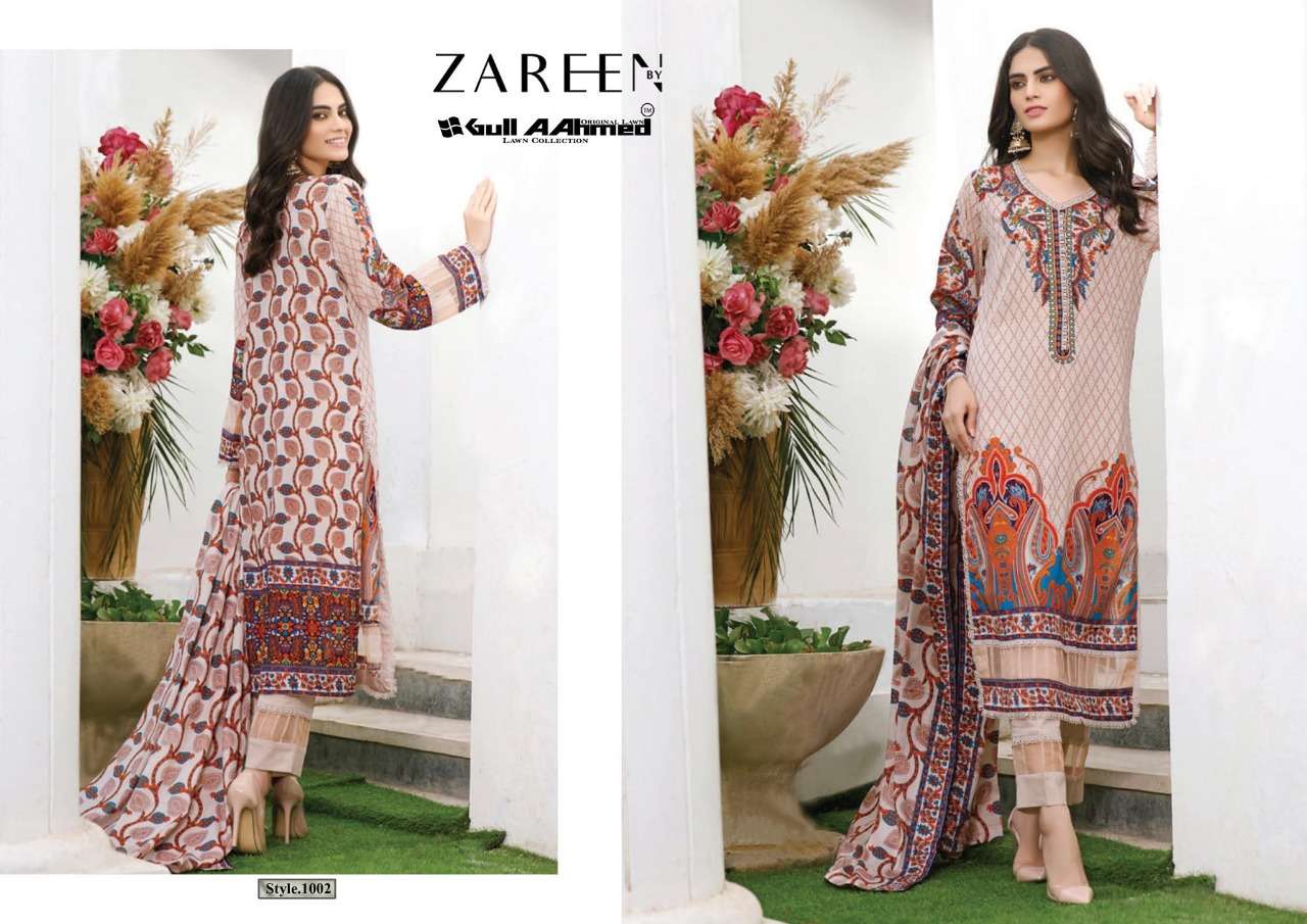 ZAREEN BY GULL AAHMED 1001 TO 1008 SERIES BEAUTIFUL STYLISH SUITS FANCY COLORFUL CASUAL WEAR & ETHNIC WEAR & READY TO WEAR HEAVY JAM PRINTED DRESSES AT WHOLESALE PRICE