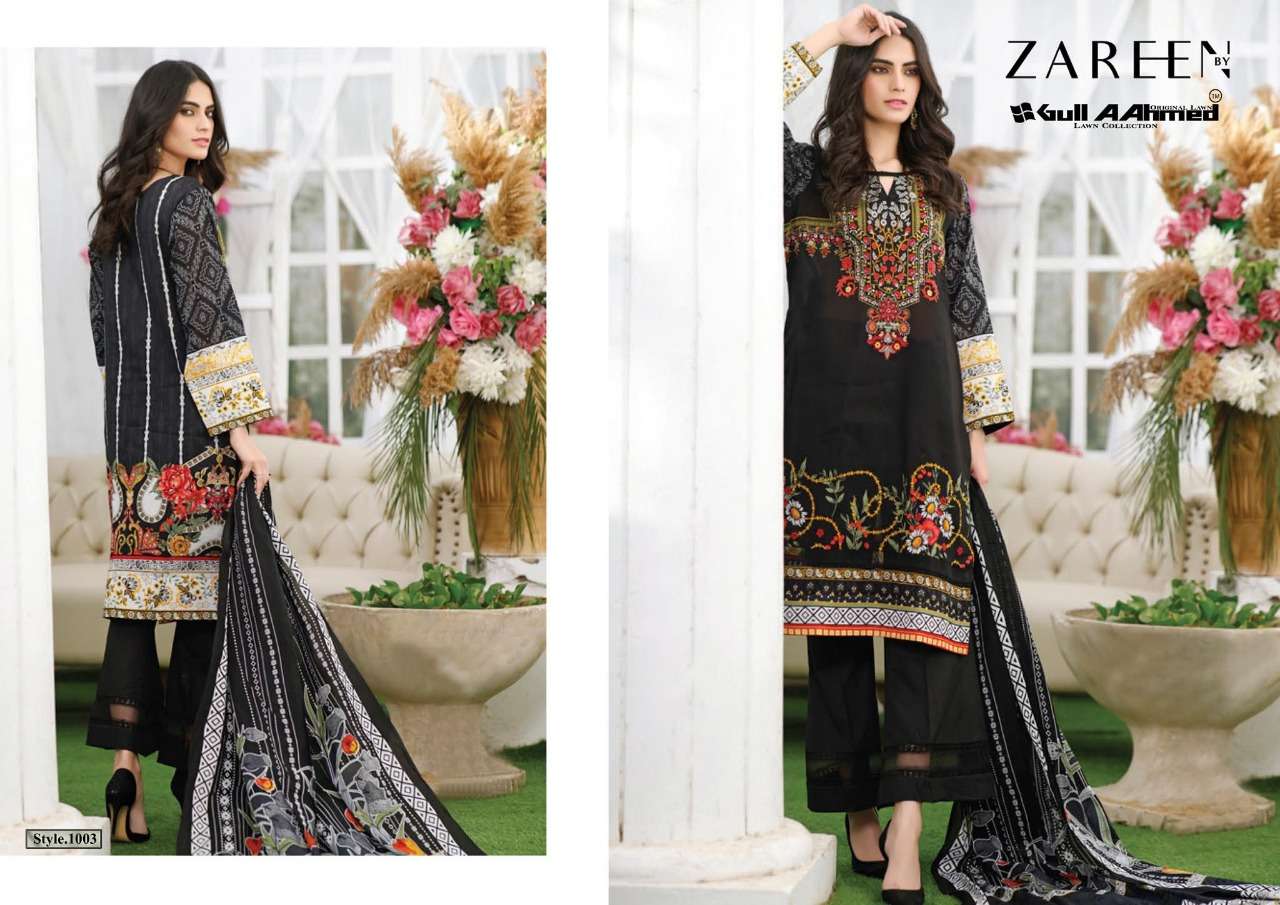 ZAREEN BY GULL AAHMED 1001 TO 1008 SERIES BEAUTIFUL STYLISH SUITS FANCY COLORFUL CASUAL WEAR & ETHNIC WEAR & READY TO WEAR HEAVY JAM PRINTED DRESSES AT WHOLESALE PRICE