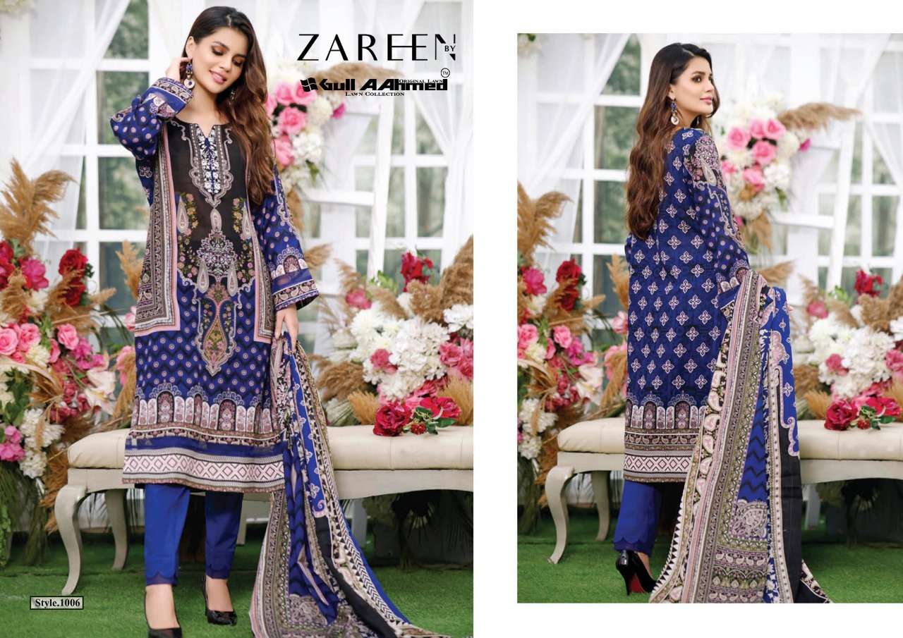 ZAREEN BY GULL AAHMED 1001 TO 1008 SERIES BEAUTIFUL STYLISH SUITS FANCY COLORFUL CASUAL WEAR & ETHNIC WEAR & READY TO WEAR HEAVY JAM PRINTED DRESSES AT WHOLESALE PRICE