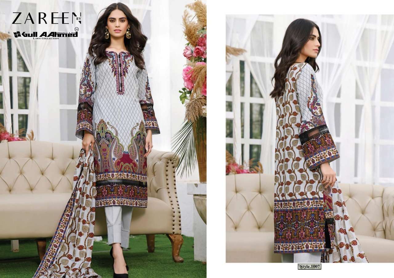 ZAREEN BY GULL AAHMED 1001 TO 1008 SERIES BEAUTIFUL STYLISH SUITS FANCY COLORFUL CASUAL WEAR & ETHNIC WEAR & READY TO WEAR HEAVY JAM PRINTED DRESSES AT WHOLESALE PRICE