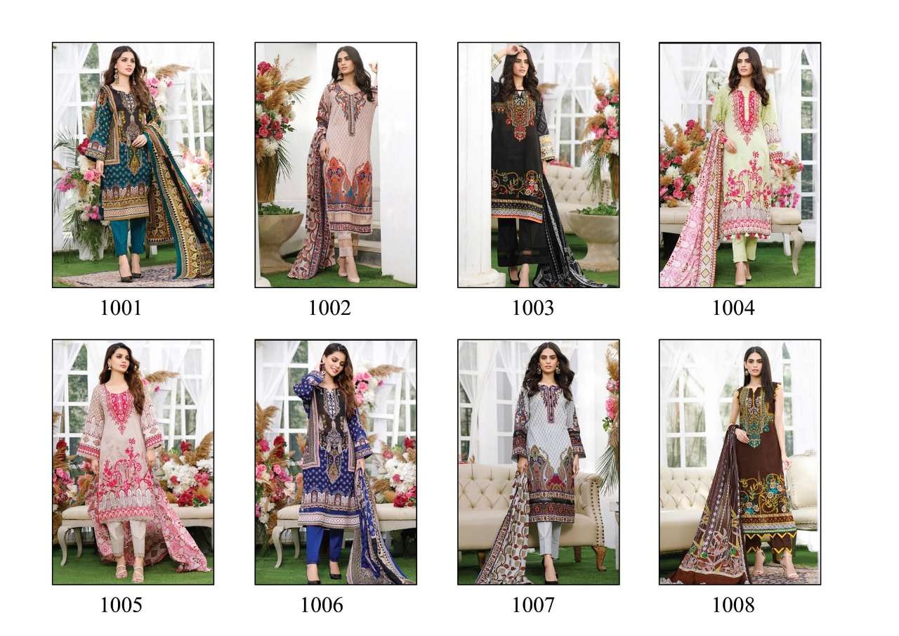 ZAREEN BY GULL AAHMED 1001 TO 1008 SERIES BEAUTIFUL STYLISH SUITS FANCY COLORFUL CASUAL WEAR & ETHNIC WEAR & READY TO WEAR HEAVY JAM PRINTED DRESSES AT WHOLESALE PRICE