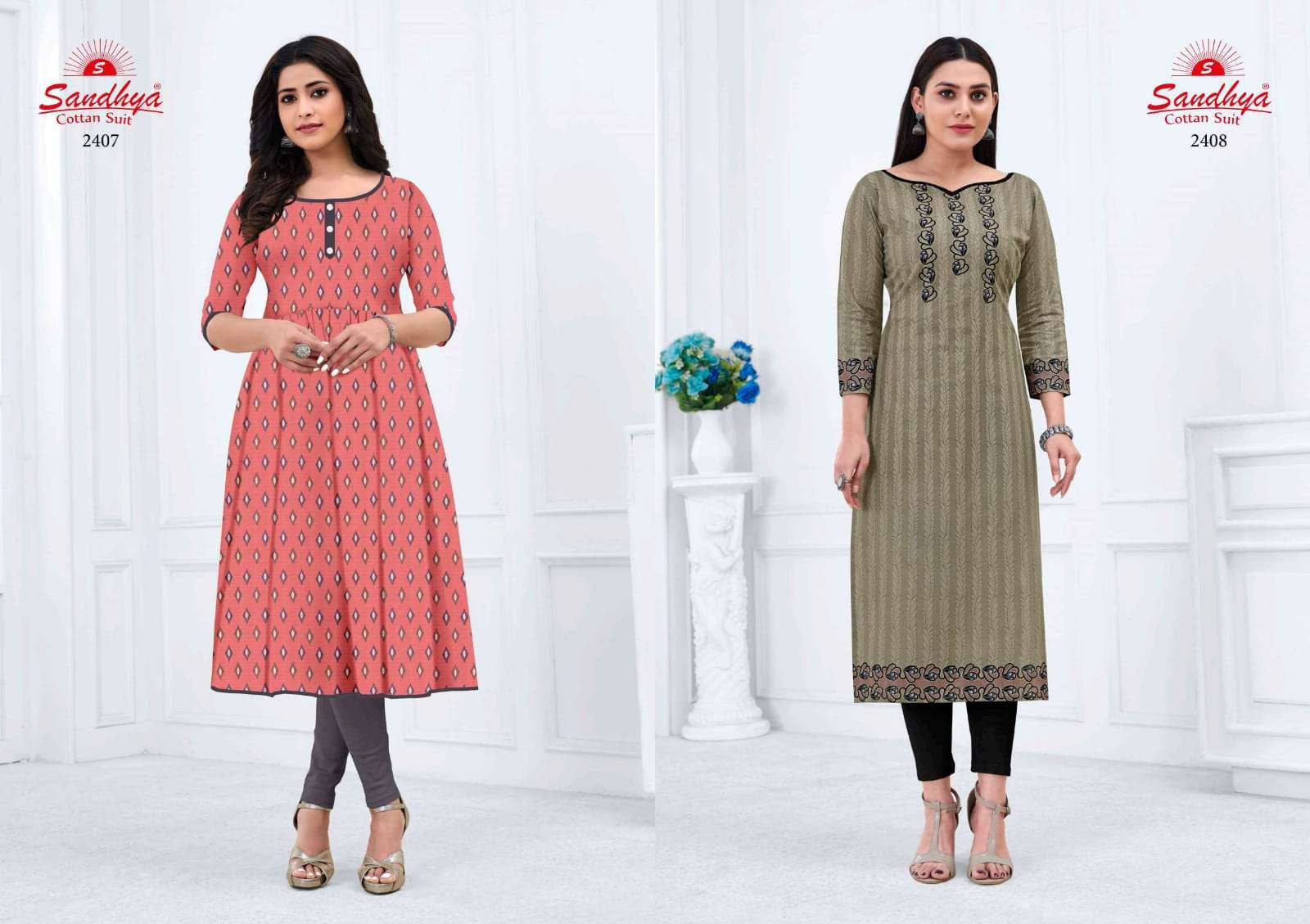 KALAKRUTI VOL-24 BY SANDHYA 2401 TO 2415 SERIES DESIGNER STYLISH FANCY COLORFUL BEAUTIFUL PARTY WEAR & ETHNIC WEAR COLLECTION PURE COTTON KURTIS AT WHOLESALE PRICE