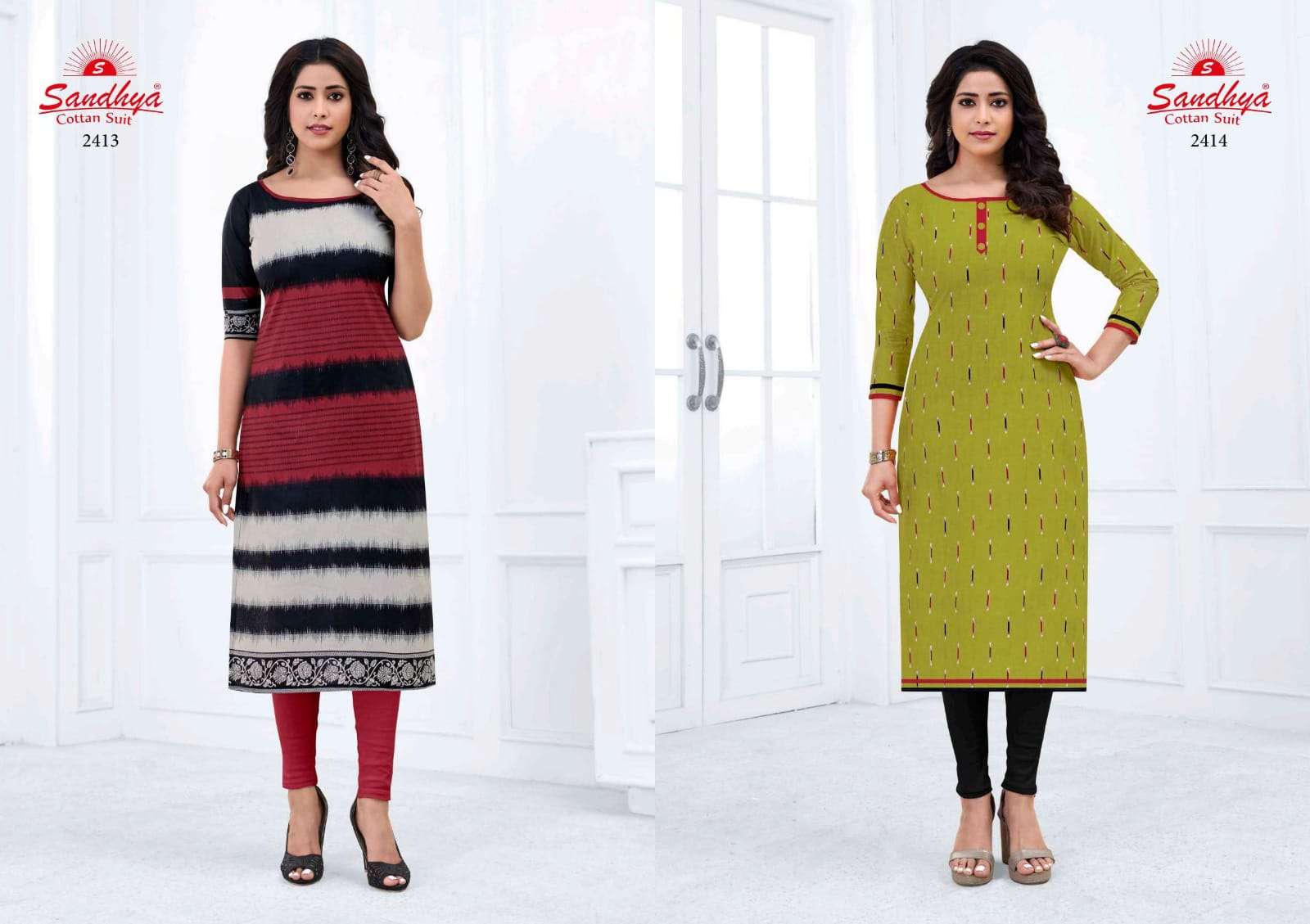 KALAKRUTI VOL-24 BY SANDHYA 2401 TO 2415 SERIES DESIGNER STYLISH FANCY COLORFUL BEAUTIFUL PARTY WEAR & ETHNIC WEAR COLLECTION PURE COTTON KURTIS AT WHOLESALE PRICE