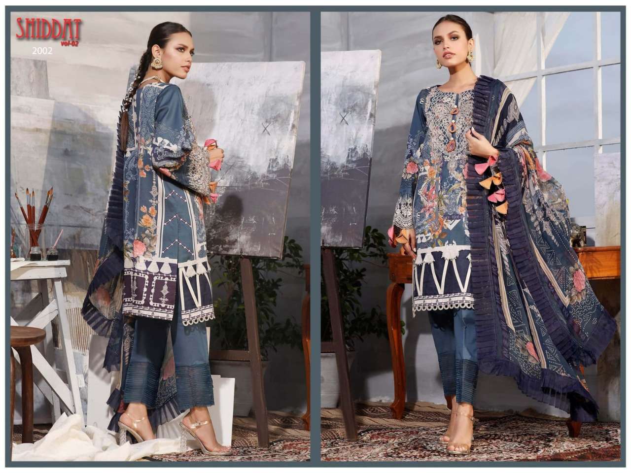 SHIDDAT VOL-2 BY AGHA NOOR 2001 TO 2008 SERIES BEAUTIFUL STYLISH PAKISTANI SUITS FANCY COLORFUL CASUAL WEAR & ETHNIC WEAR & READY TO WEAR JAM SATIN COTTON EMBROIDERED DRESSES AT WHOLESALE PRICE