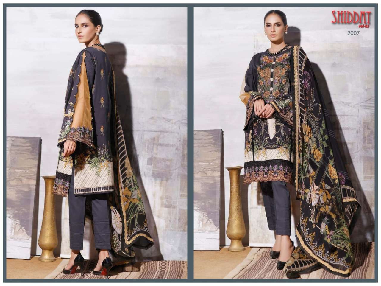 SHIDDAT VOL-2 BY AGHA NOOR 2001 TO 2008 SERIES BEAUTIFUL STYLISH PAKISTANI SUITS FANCY COLORFUL CASUAL WEAR & ETHNIC WEAR & READY TO WEAR JAM SATIN COTTON EMBROIDERED DRESSES AT WHOLESALE PRICE