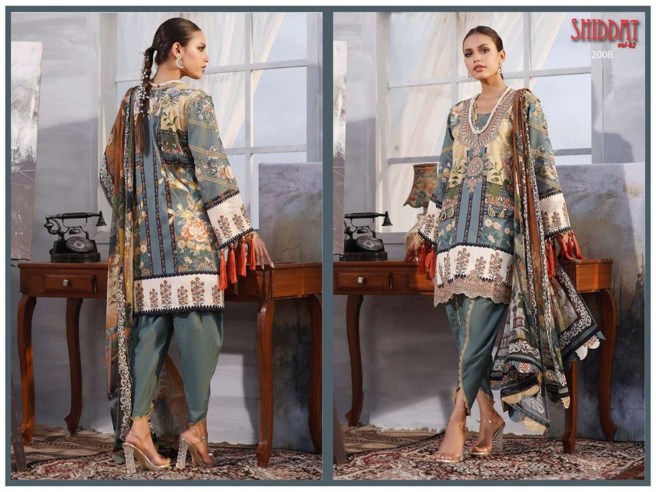 SHIDDAT VOL-2 BY AGHA NOOR 2001 TO 2008 SERIES BEAUTIFUL STYLISH PAKISTANI SUITS FANCY COLORFUL CASUAL WEAR & ETHNIC WEAR & READY TO WEAR JAM SATIN COTTON EMBROIDERED DRESSES AT WHOLESALE PRICE