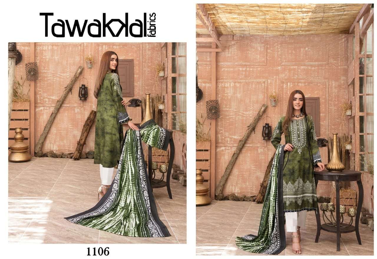 KASHISH BY TAWAKKAL FAB 1101 TO 1110 SERIES BEAUTIFUL STYLISH SUITS FANCY COLORFUL CASUAL WEAR & ETHNIC WEAR & READY TO WEAR HEAVY COTTON PRINTED DRESSES AT WHOLESALE PRICE