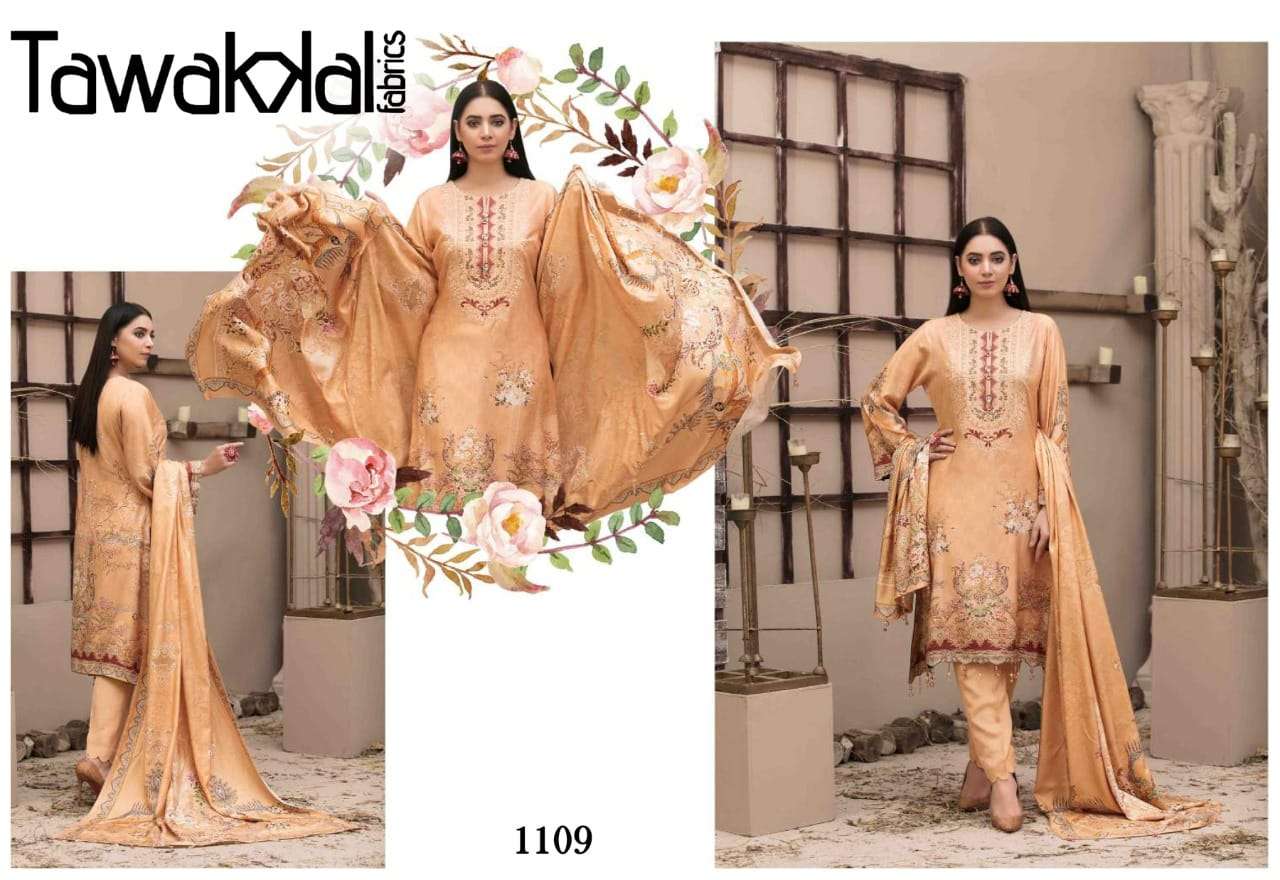 KASHISH BY TAWAKKAL FAB 1101 TO 1110 SERIES BEAUTIFUL STYLISH SUITS FANCY COLORFUL CASUAL WEAR & ETHNIC WEAR & READY TO WEAR HEAVY COTTON PRINTED DRESSES AT WHOLESALE PRICE