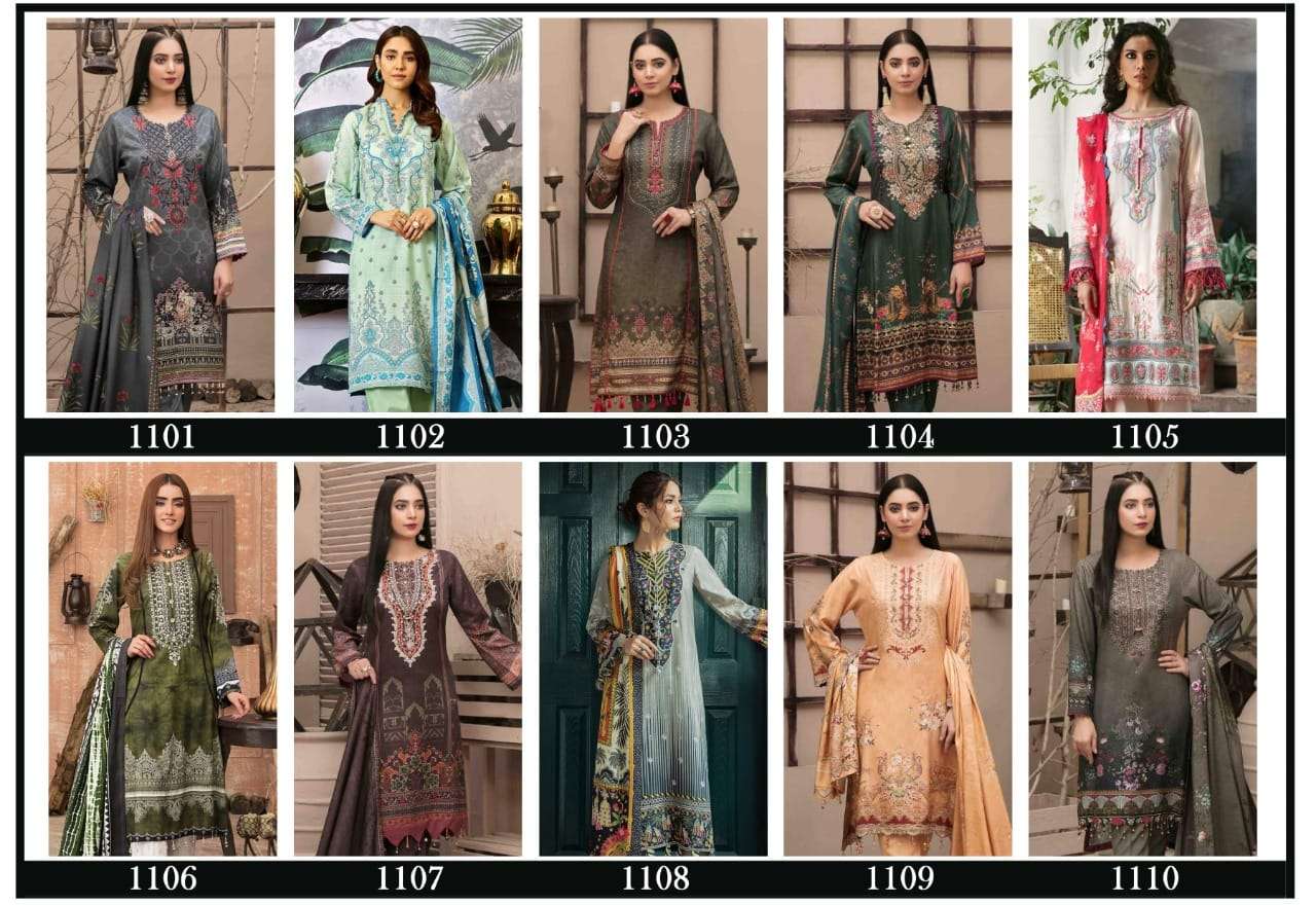 KASHISH BY TAWAKKAL FAB 1101 TO 1110 SERIES BEAUTIFUL STYLISH SUITS FANCY COLORFUL CASUAL WEAR & ETHNIC WEAR & READY TO WEAR HEAVY COTTON PRINTED DRESSES AT WHOLESALE PRICE