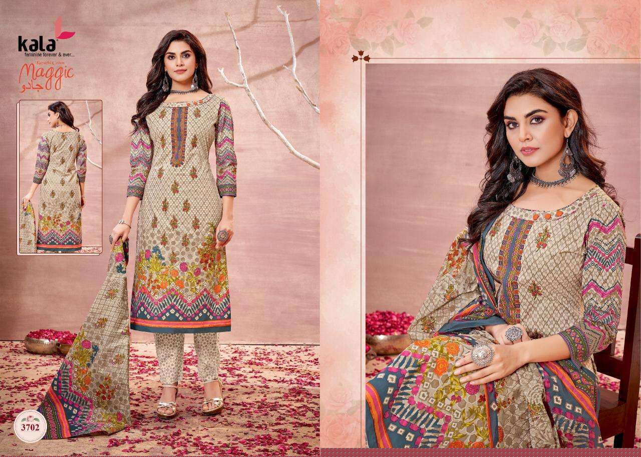 MAGGIC VOL-16 BY KALA 3701 TO 3712 SERIES BEAUTIFUL SUITS COLORFUL STYLISH FANCY CASUAL WEAR & ETHNIC WEAR PURE COTTON DRESSES AT WHOLESALE PRICE