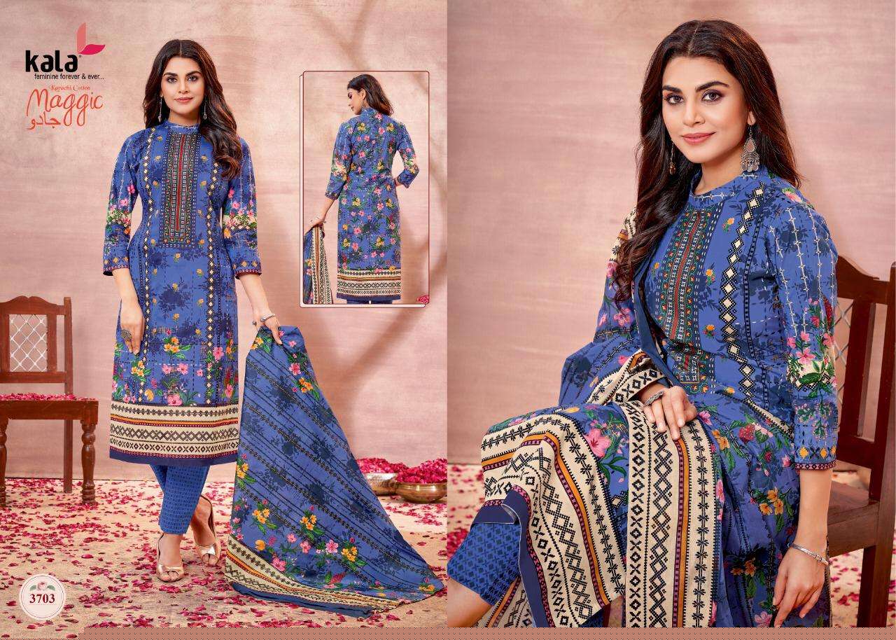 MAGGIC VOL-16 BY KALA 3701 TO 3712 SERIES BEAUTIFUL SUITS COLORFUL STYLISH FANCY CASUAL WEAR & ETHNIC WEAR PURE COTTON DRESSES AT WHOLESALE PRICE