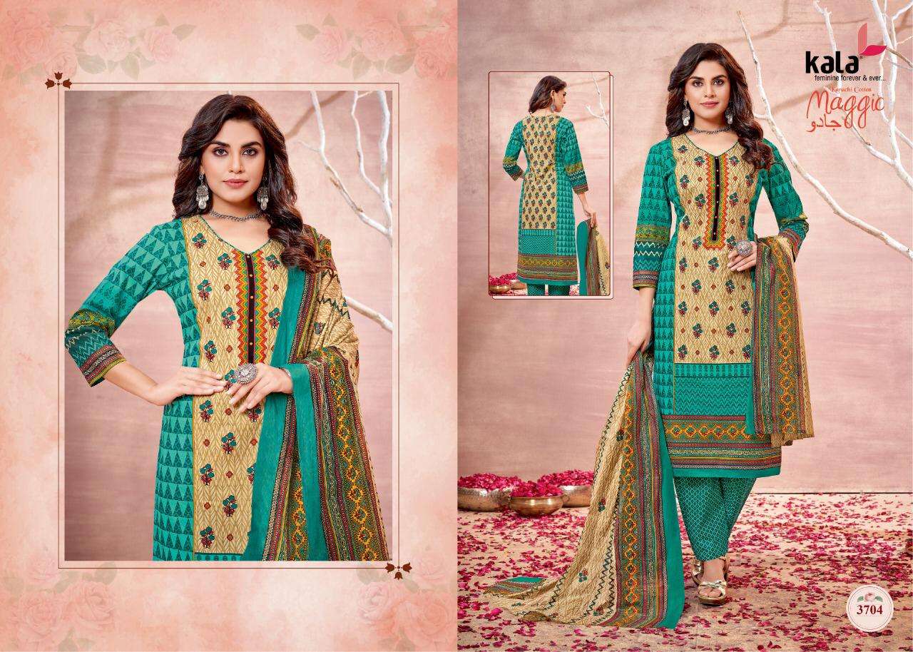 MAGGIC VOL-16 BY KALA 3701 TO 3712 SERIES BEAUTIFUL SUITS COLORFUL STYLISH FANCY CASUAL WEAR & ETHNIC WEAR PURE COTTON DRESSES AT WHOLESALE PRICE