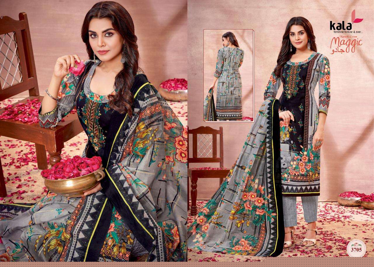 MAGGIC VOL-16 BY KALA 3701 TO 3712 SERIES BEAUTIFUL SUITS COLORFUL STYLISH FANCY CASUAL WEAR & ETHNIC WEAR PURE COTTON DRESSES AT WHOLESALE PRICE