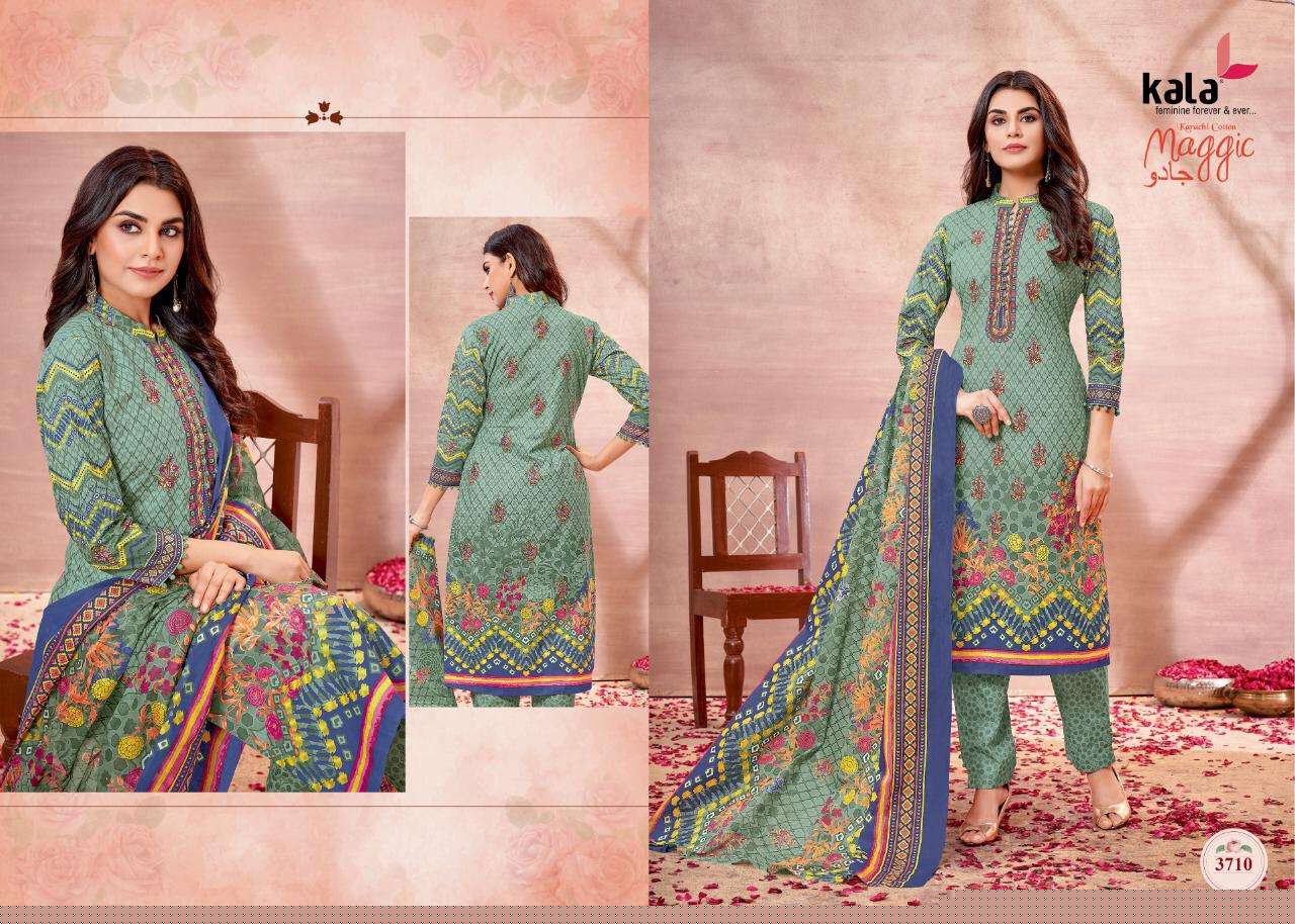 MAGGIC VOL-16 BY KALA 3701 TO 3712 SERIES BEAUTIFUL SUITS COLORFUL STYLISH FANCY CASUAL WEAR & ETHNIC WEAR PURE COTTON DRESSES AT WHOLESALE PRICE