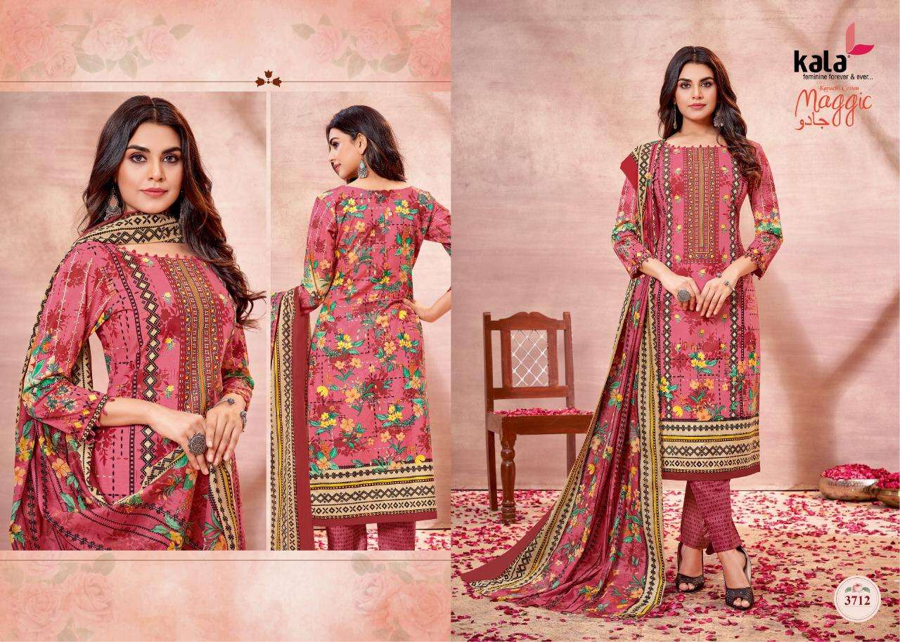 MAGGIC VOL-16 BY KALA 3701 TO 3712 SERIES BEAUTIFUL SUITS COLORFUL STYLISH FANCY CASUAL WEAR & ETHNIC WEAR PURE COTTON DRESSES AT WHOLESALE PRICE