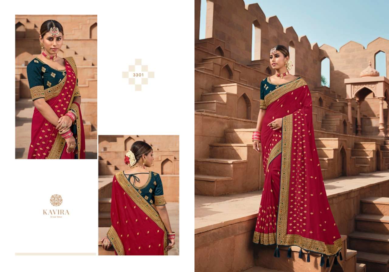 MANJARI BY KAVIRA 3301 TO 3309 SERIES INDIAN TRADITIONAL WEAR COLLECTION BEAUTIFUL STYLISH FANCY COLORFUL PARTY WEAR & OCCASIONAL WEAR GEORGETTE WITH WORK SAREES AT WHOLESALE PRICE