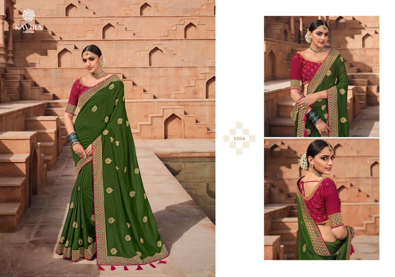 MANJARI BY KAVIRA 3301 TO 3309 SERIES INDIAN TRADITIONAL WEAR COLLECTION BEAUTIFUL STYLISH FANCY COLORFUL PARTY WEAR & OCCASIONAL WEAR GEORGETTE WITH WORK SAREES AT WHOLESALE PRICE