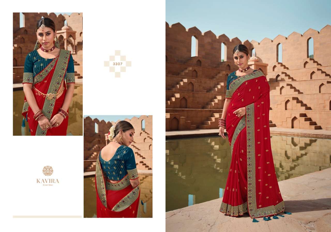 MANJARI BY KAVIRA 3301 TO 3309 SERIES INDIAN TRADITIONAL WEAR COLLECTION BEAUTIFUL STYLISH FANCY COLORFUL PARTY WEAR & OCCASIONAL WEAR GEORGETTE WITH WORK SAREES AT WHOLESALE PRICE