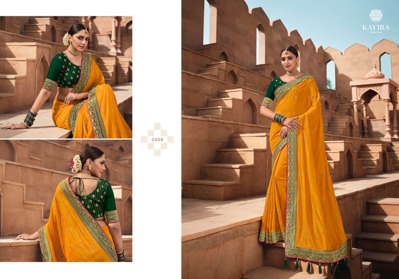 MANJARI BY KAVIRA 3301 TO 3309 SERIES INDIAN TRADITIONAL WEAR COLLECTION BEAUTIFUL STYLISH FANCY COLORFUL PARTY WEAR & OCCASIONAL WEAR GEORGETTE WITH WORK SAREES AT WHOLESALE PRICE