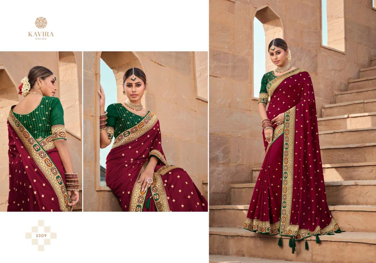 MANJARI BY KAVIRA 3301 TO 3309 SERIES INDIAN TRADITIONAL WEAR COLLECTION BEAUTIFUL STYLISH FANCY COLORFUL PARTY WEAR & OCCASIONAL WEAR GEORGETTE WITH WORK SAREES AT WHOLESALE PRICE