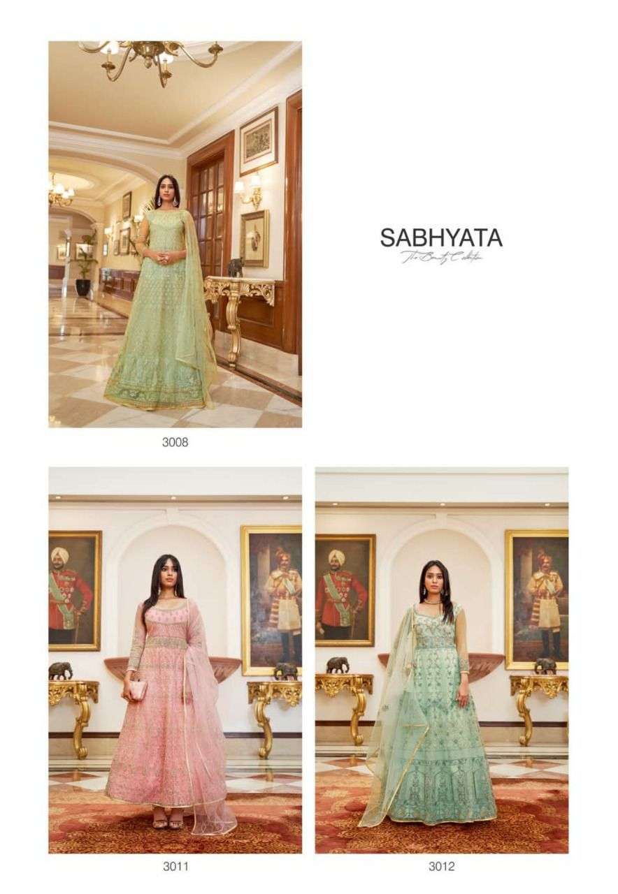 Sabhyata By Bela Fashion 3006 To 3012 Series Beautiful Anarkali Suits Stylish Fancy Colorful Casual Wear & Ethnic Wear Net Dresses At Wholesale Price