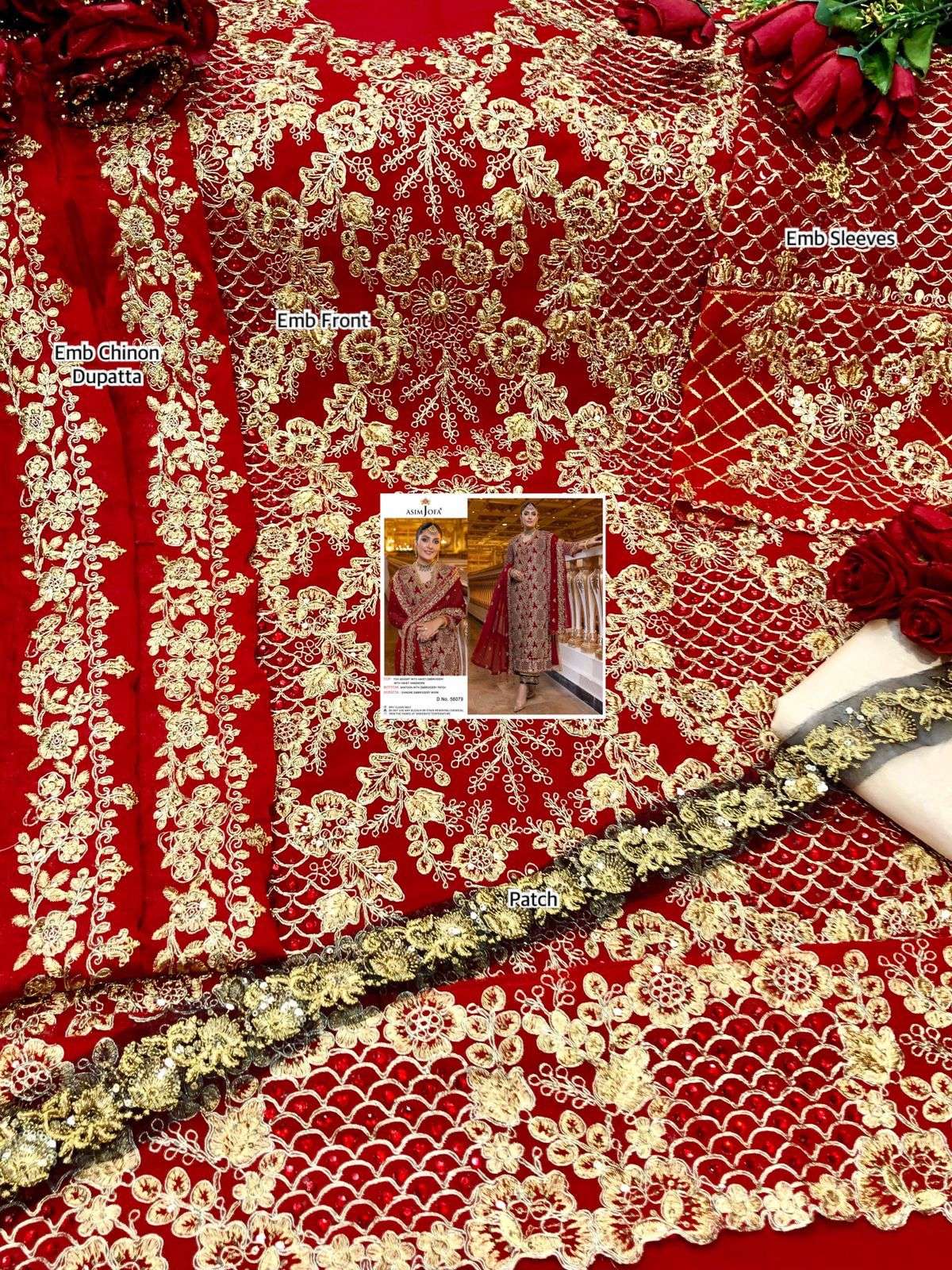 ASIM JOFA HIT DESIGN 56079 BY ASIM JOFA BEAUTIFUL PAKISTANI SUITS STYLISH COLORFUL FANCY CASUAL WEAR & ETHNIC WEAR FAUX GEORGETTE EMBROIDERED DRESSES AT WHOLESALE PRICE
