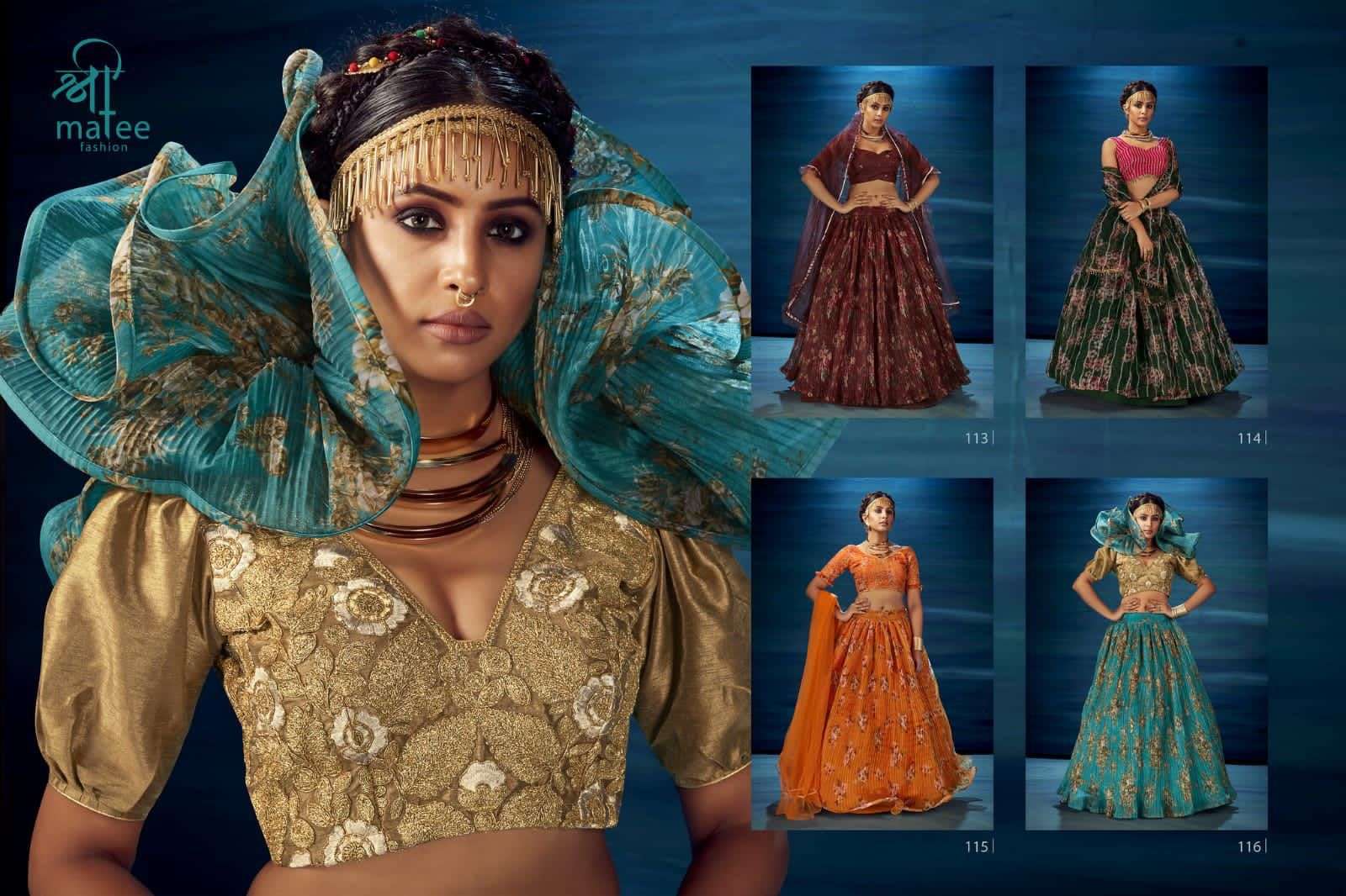 Nartaki By Shree Matee Fashion 113 To 116 Series Designer Beautiful Navratri Collection Occasional Wear & Party Wear Heavy Organza Digital Print Lehengas At Wholesale Price
