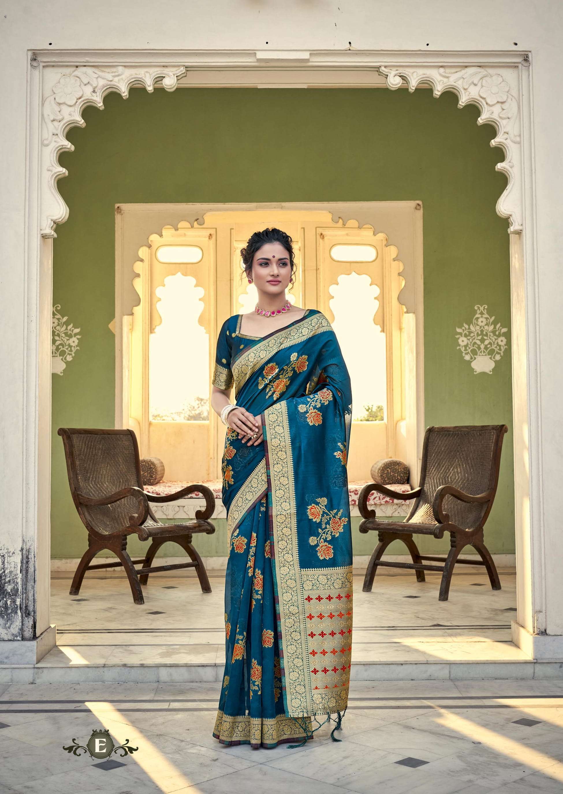 ORGENZA WEAVES BY SHANGRILA A TO F SERIES INDIAN TRADITIONAL WEAR COLLECTION BEAUTIFUL STYLISH FANCY COLORFUL PARTY WEAR & OCCASIONAL WEAR PURE GEORGETTE PRINTED SAREES AT WHOLESALE PRICE