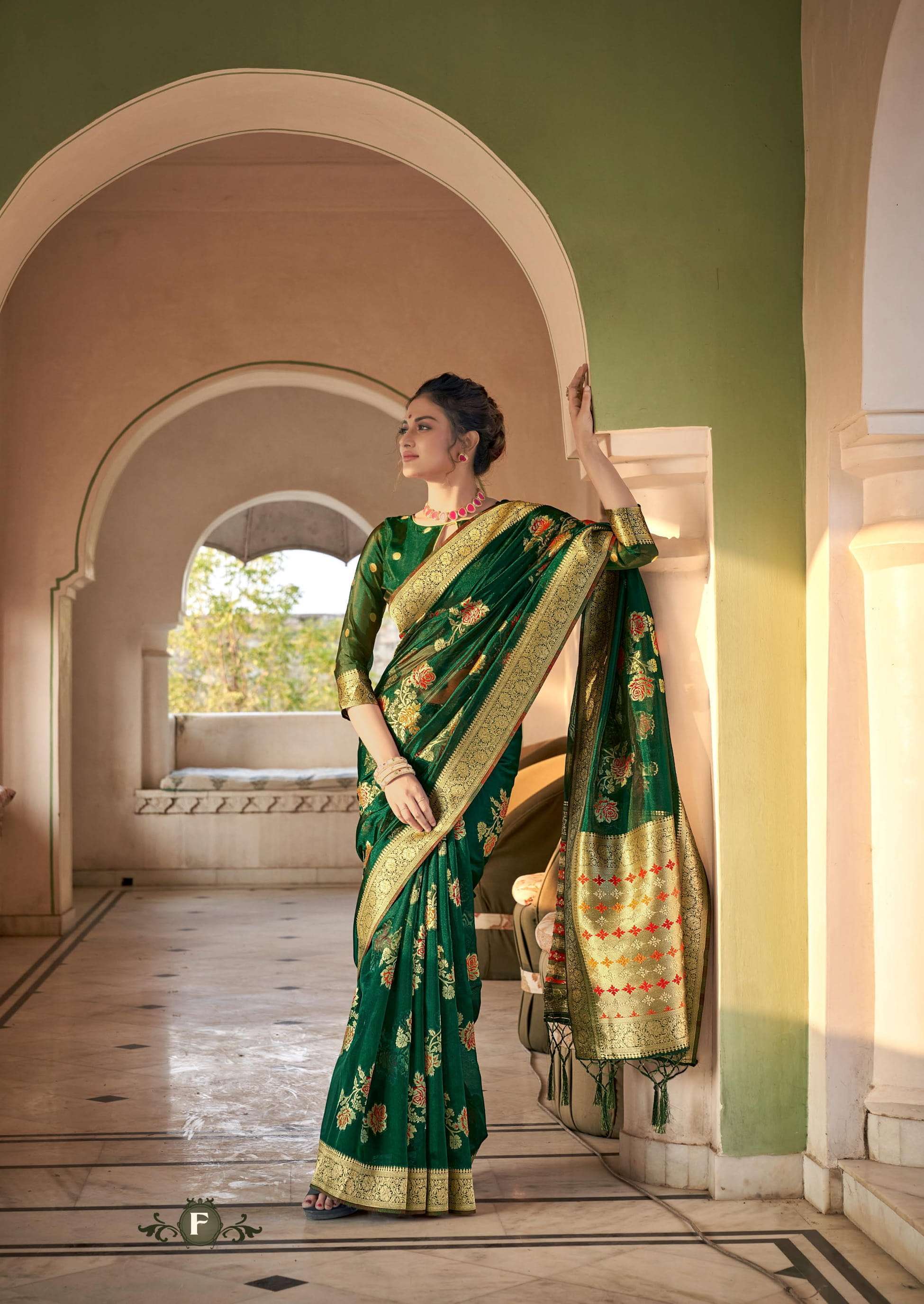 ORGENZA WEAVES BY SHANGRILA A TO F SERIES INDIAN TRADITIONAL WEAR COLLECTION BEAUTIFUL STYLISH FANCY COLORFUL PARTY WEAR & OCCASIONAL WEAR PURE GEORGETTE PRINTED SAREES AT WHOLESALE PRICE